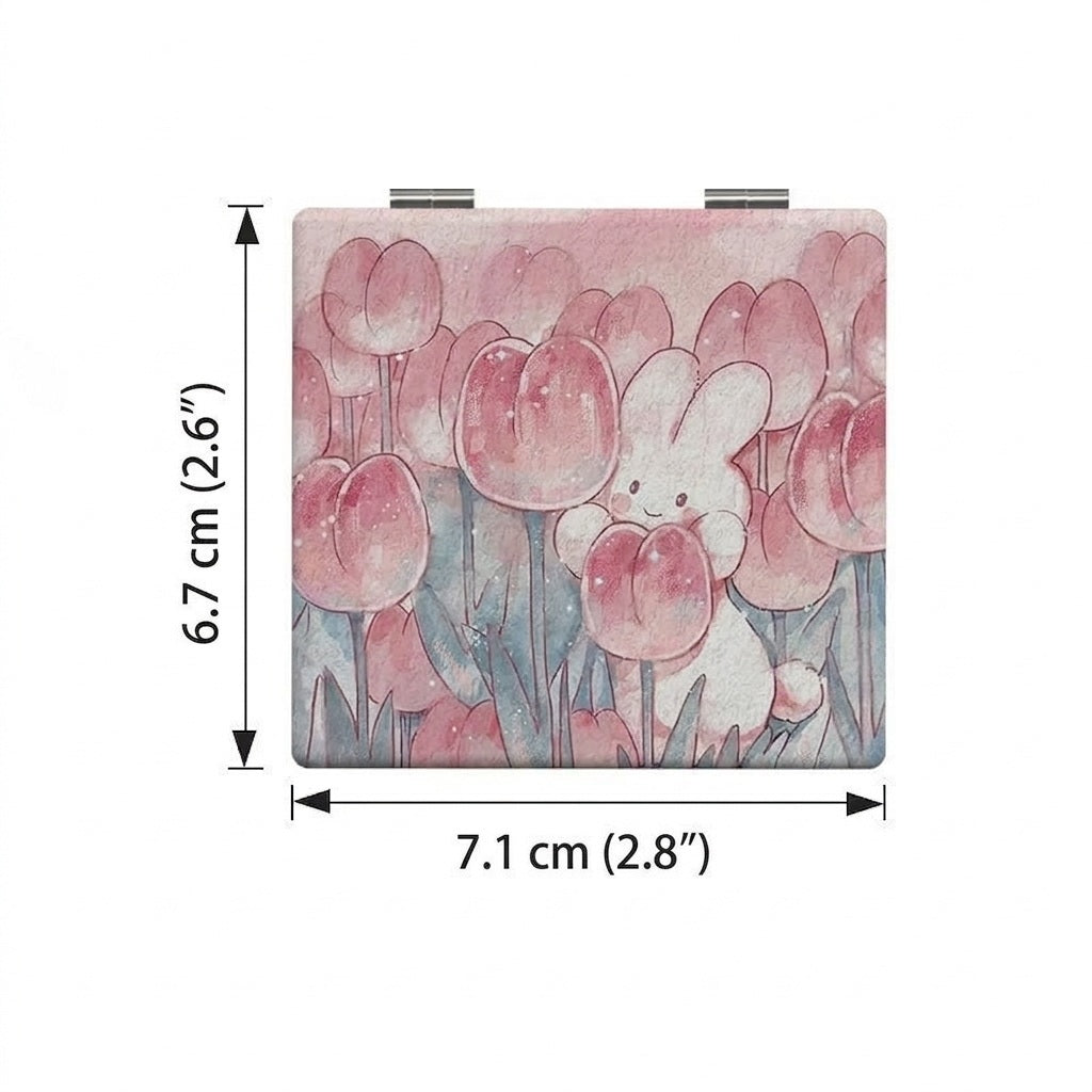 Cute Compact Bunny Folding Mirror