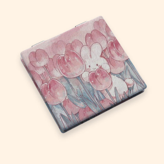 Cute Compact Bunny Folding Mirror