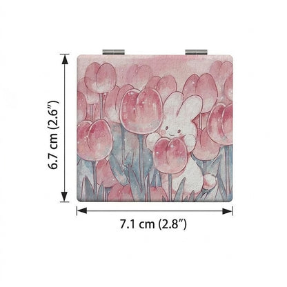 Cute Compact Bunny Folding Mirror