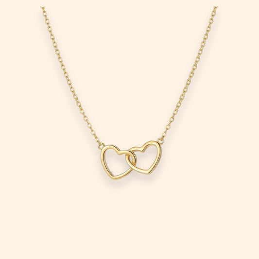 Double Heart Minimal Necklace