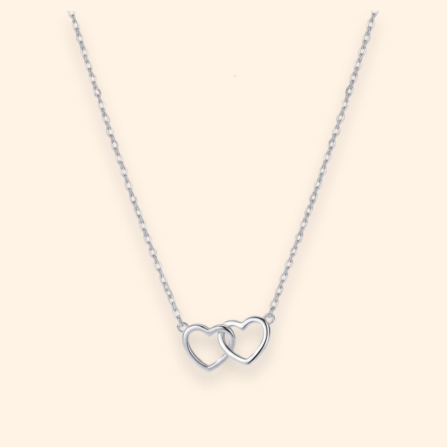 Double Heart Minimal Necklace
