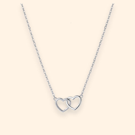 Double Heart Minimal Necklace